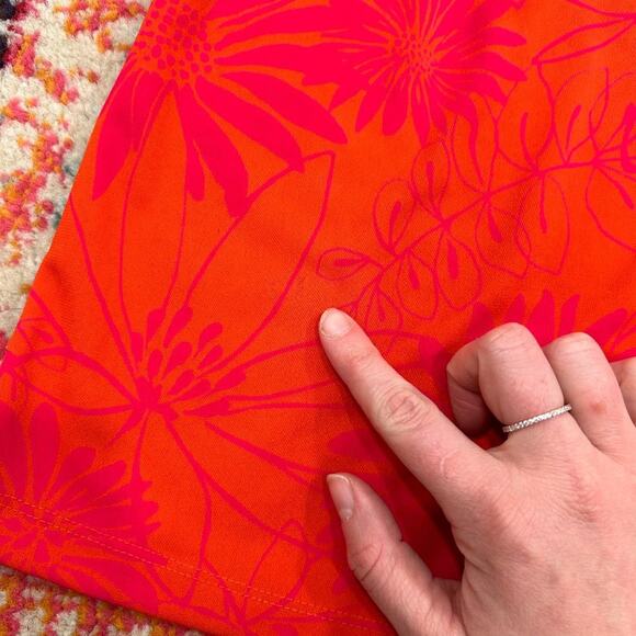 Vintage Y2K 2000s Express Orange Pink Tropical Floral Stretch Mini Skirt Small - Picture 7 of 7